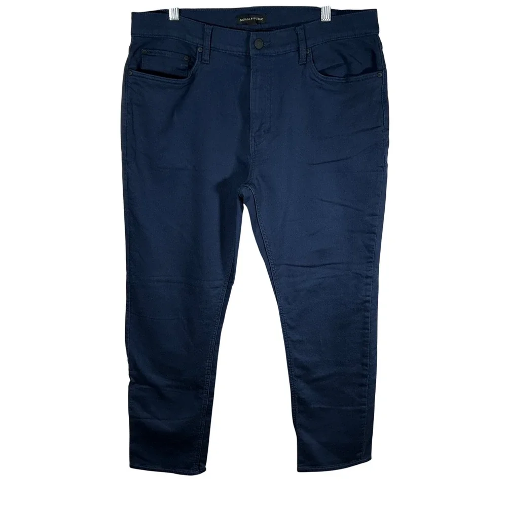 Banana Republic Mens Navy Blue Traveler Stretch Slim Straight Pants 36x30